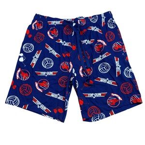 Top Gun Movie Logo Pajama Lounge Shorts Blue Volleyball Aviators Mens Large L